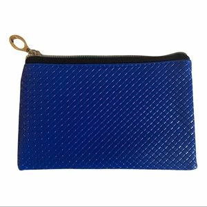 PU Leather Large Slim Wallet Change Purse Business Card Holder in Blue, NEW